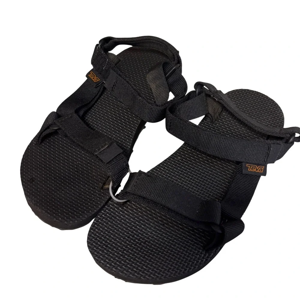 Teva Original Universal Kids Sandals Black Strappy Hook Loop Size 2 1116656C
